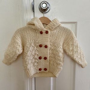 Hand knit Fisherman Baby Sweater Jacket